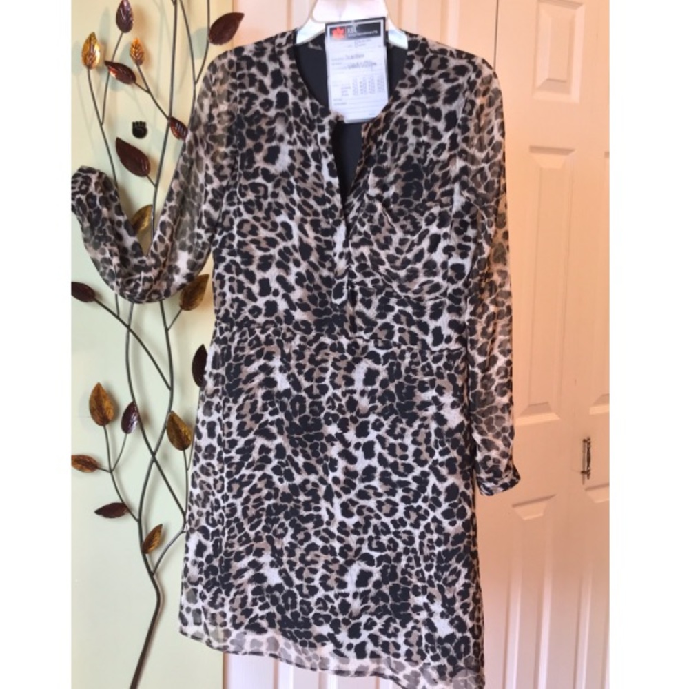 Sheer Animal Print Pocket Dress